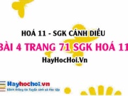 Bài 4 trang 71 SGK Hoá 11 Cánh diều